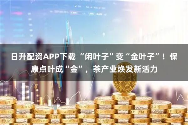 日升配资APP下载 “闲叶子”变“金叶子”！保康点叶成“金”，茶产业焕发新活力